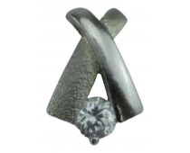 Dije Oro 18k Blanco Laminado Arenado Piedra Cristal Zircon Dije Oro 18k Blanco Laminado Arenado Piedra Cristal Zircon
